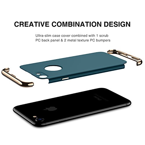 iPhone 7 Case, RANVOO 3 in 1 Hard Slim Anti-Scratch Shockproof Electroplate Frame with Coated Surface Case for Apple iPhone 7 (2016), Dark Green [LOGO VISIBLE]
