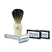 Shaving kit - Ivory Pure Badger shaving brush, Short handle double edge safety razor with X2 packs wilkinson sword razors