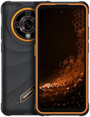 H Iron 6 Telefono Cellulare da Esterno, Senza Contratto, 6/128 GB, 5G, Display da 6,56" a 120 Hz, 6050 mAh, Camera 65 MP, Android 15, NFC, Biometrici, Jack 3,5 mm, Dual-SIM, nero-orange