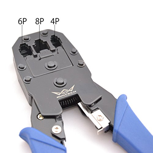 Aimtech® Kabeltester 3 in 1 Crimp Crimper +100 RJ45 RJ11 CAT5 CAT5e Verbindungsstück -Stecker Abisolierzange Network Tool Set - 3