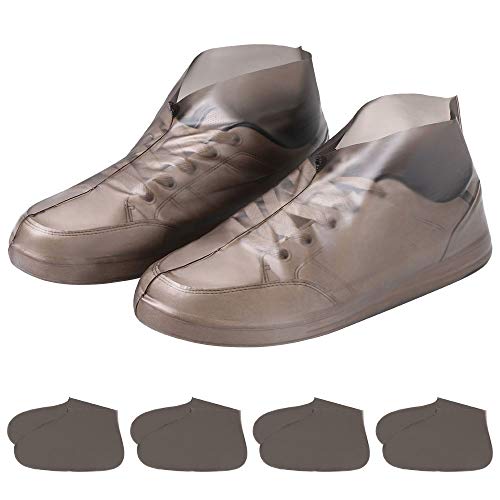 VLCOO Cubierta del Zapato, Funda de Zapato Ultrafino TPU-Material, Impermeable, Lavable & Reutilizable Cubierta del Zapato para Días de Lluvia y Nieve, Tamaño XXL, Negro, 4 Pack