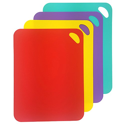 MAOYUAN Antibakteriell Schneidebrett Kunststoff Rutschfest Flexible Kunststoff Matten Schneidebretter Set mit 4 38*29 CM