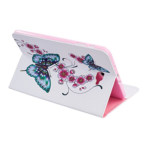 Galaxy Tab A 10.1 Hülle Case,Galaxy Tab A 10.1 Ledertasche,Ukayfe Muster Schutzhülle Leder Tasche für Samsung Galaxy Tab A 10.1 Zoll 2016 T580N/T585N,Bunte Retro Muster Drucks Blumen Slim Fit Folio PU leder Flip Cover im Bookstyle Kunstleder Schutzhülle Cover Tasche mit Ständer für Samsung Galaxy Tab A 10.1 Zoll 2016 T580N/T585N mit 1 x Schwarze Eingabestift (Blau Schmetterling Lila Blumen) - 6