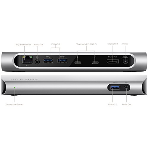 Belkin Thunderbolt 3 Express Docking Station (mit 1m Thunderbolt 3 Kabel, verbindet bis zu 8 Geräte, mehrere USB-C und USB Anschlüsse, kompatibel mit Mac – Aluminium) - 6