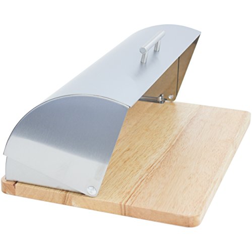 Oxid7® Brotkasten Bambus und Edelstahl Brotbehälter mit Klappdeckel Brotbox Brotkiste Edelstahl - 8