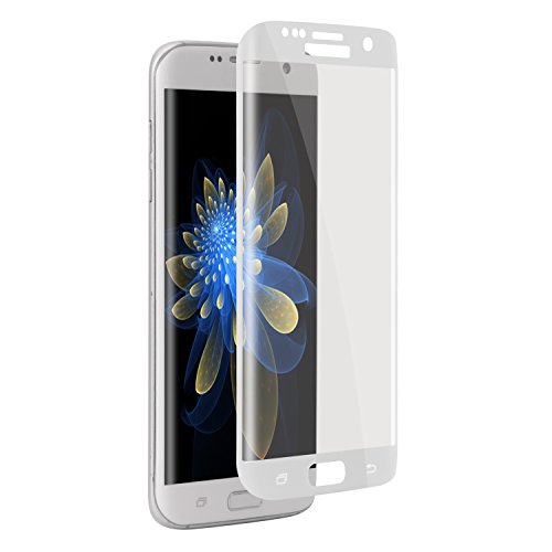 Galaxy S7 Edge Panzerglasfolie, ZXK CO 9H Hartglas Tempered Glass 3D Curved Screen Protector Full Coverage Hartglas Schutzfolie für Samsung Galaxy S7 100% durchsichtiger Panzerglas Screen Protector 3D Touch – Rahmen Weiß - 2