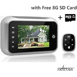 Judas numérique de porte Viewer 8,9 cm écran LCD Porte Spectateurs avec carte SD 8 Go, élevé de pixels Peehole Caméra Grand Angle avec vision de nuit + Enregistrement vidéo + Photo Sonnette Home security camera Tb-518