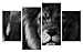 Produktbild smartwallart @-4 Stück Wand Kunst Löwe - Bild auf Leinwand Stretched by Holz frames-for Home Modern Living Room Decor Aufhängen Fair leicht Modern 04:portraiture a Grey Lion With Red Eyes