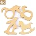 Produktbild Best for baby 4PC Baby Hölzernes Zahnen Duschengeschenk Holz Eichhörnchen Känguru Trojanisches Pferd Gitarre Spielzeug Organisch Handgefertigt Anhänger