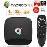 PHANTIO Q+ Android 9.0 Smart TV Box with Gyro Voice Remote: Allwinnner H6 Quad-core ARM Cortex-A53 CPU Mali-T720MP2 GPU Support 6K and 3D Function H.265 decoding USB3.0 Support 6K@30fps All Audio and Video formats(4/32GB)