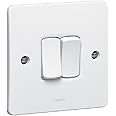 Legrand 730024 Two Gang 1 Way Single Pole Light Switch Synergy White 10 Ax - 250 V, Conform To Bs En 60669-1 With Asta Licence