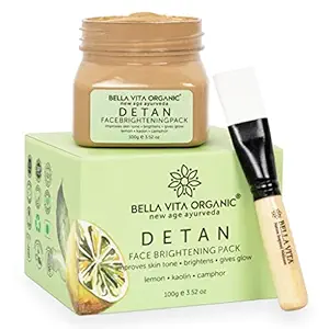 Bella Vita Organic De Tan Removal Face Pack For Glowing Skin, Oil Control, Acne, Pimples, Anti Blemishes, Pigmentation, Tanning & Brightening, 100 gms