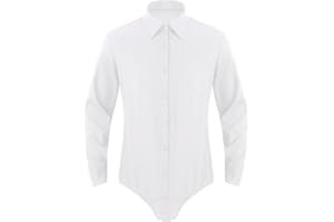 ranrann Body Elegante Camicia Uomo Slim Fit Manica Lunga Cotone Camicie Casual Traspirante Pulsanti Abbigliamento Danza Classica da Balletto Ballo Latino Samba Rumba