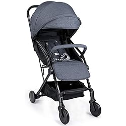 Meinkind Silla Paseo Ligera Plegable Compacta, Carros Bebe de 0-3 Años a 22kg Silla Ligera Paseo Fácil con Una Mano Ajustable Respaldo Reclinable Silla de Paseo de Bebe, gris