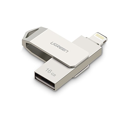 Memoria USB para iPhone y iPad, UGREEN Pendrive 16GB [MFi Certificado por Apple] USB 2.0 y Lightning 2 en 1 Flash Drive para iPhone 7, 6s, 6, 5, 5s plus, iPad Pro, iPad Air, iPad Mini, iPod de iOS 8.0 y Posterior, Mac Windows y Linux PC (16GB)