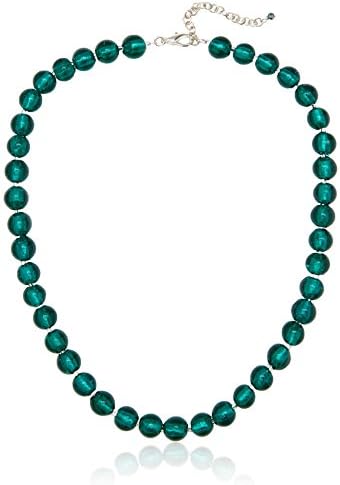 The Jewellery Factory Teal Murano Style Bead Silver Plated Necklace of Length 50 cm