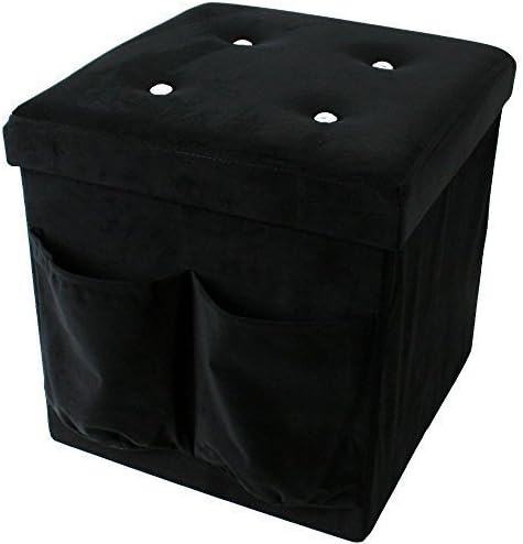 Motif Design Cube Stool Sitting Stool Seating Bench Seat Chest Chest Storage Box Foldable - Newspaper Holder Black, 38x38x38