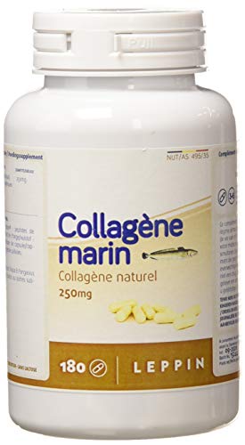 LEPPIN - COLLAGÈNE MARIN 180 gélules - 90% de protéines collagéniques HYDROLYSAT - Régénère les tissus conjonctifs - Peau - Cartilage - Cheveux - Compléments alimentaires naturels