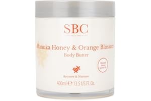 SBC Skincare Burro per il corpo al miele di Manuka e fiori d'arancio, 400 ml, lozione per il corpo idratante per pelli secche e sensibili