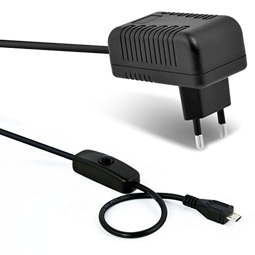 Aukru Cargador con Interruptor Micro USB 5V 3000ma Adaptador de Corriente para Raspberry Pi 3   Pi 2 Modelo B B   B Plus  Negro
