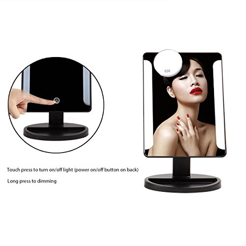 Beleuchtet Kosmetikspiegel Make-up-Spiegel mit LED Standspiegel Schminkspiegel 36 LEDs Schwarz - 4