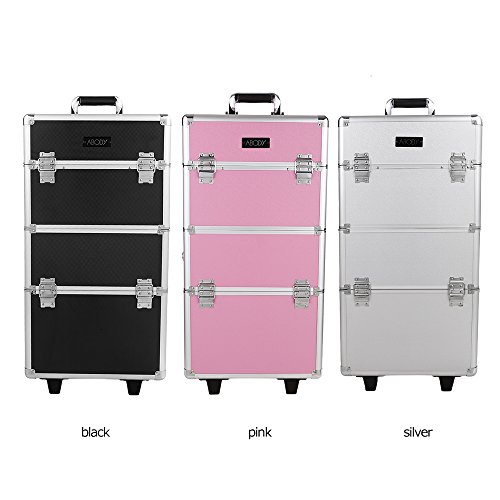 Abody Cosmetic Zug-Kasten-Verfassungs-Speicher-Organisator Ausziehbare Maskenbildner Fall Rollen Locking Fall mit Tabletts Schwarz - 8