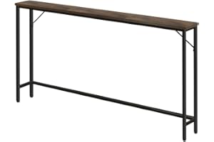 FURWOO Smukły stolik konsolowy do przedpokoju, przemysłowy, kompaktowy, ekspozycyjny, stolik na sofę do małych przestrzeni (rustykalny brąz)