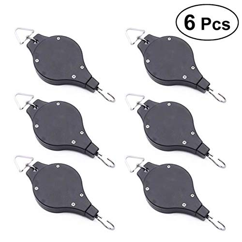 SmartHitech 6 Pezzi Gancio Telescopico per Ganci, Carrucola per Piante Retrattile - Scaffale a Clip per Corda per Uso Pesante Appeso