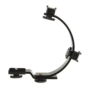 Yantralay C Shaped Dual Hot Shoe Mount Bracket for Nikon Canon Sony Pentax DSLR Camera Or Camcorder Accessory Like LED Video Light,Microphone,Monitor,Flash