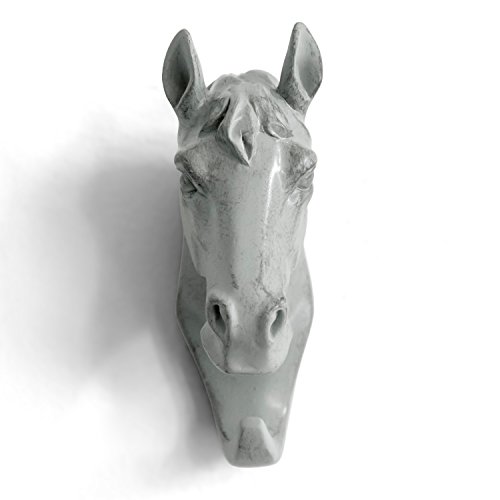 Herngee Horse Head Single Wall Hook/Hanger Animal shaped Coat Hat Hook Heavy Duty, Rustic, regalo decorativo Grey