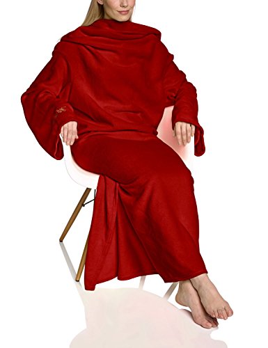 Snug Rug Lite 260g pro m² Fleecedecke mit Ärmeln, kuschelige Wohndecke mit den Maßen: 152 cm x 213 cm, Farbe: Rot - 2