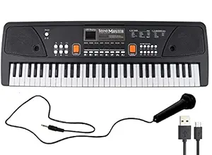 SUPER TOY 61 Key Piano Keyboard Musical Instrument with Recording Function and LED Display - Pack of 1, Black