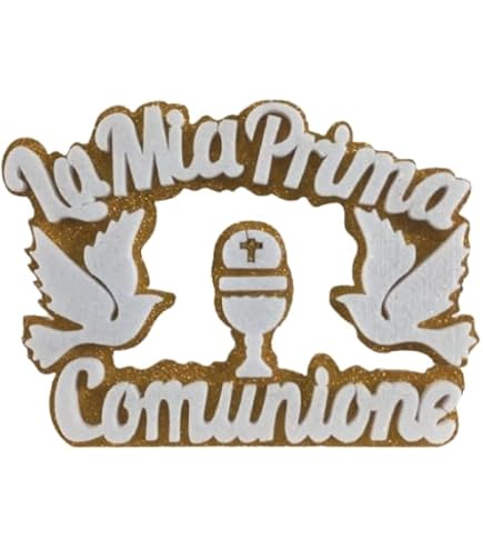 Scritta Prima Comunione In Polistirolo Oro - 20x9x4cm, Per Centrotavola O Torta - Foto 10