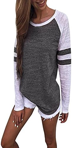 LANISEN Womens Striped Tops Plus Size Ladies Tunic Blouses Long Sleeve Tees DarkGray 10