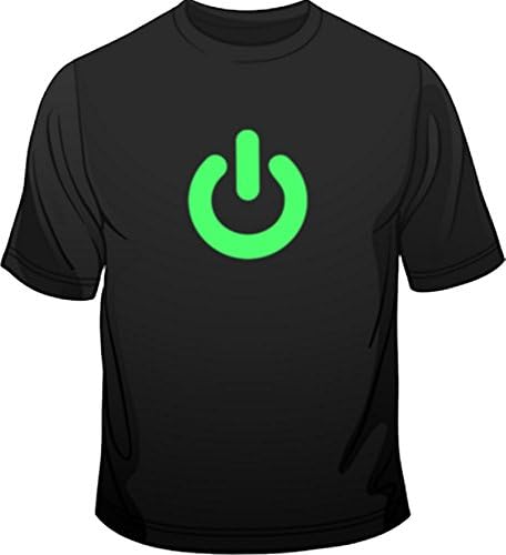 Glow In The Dark Power On Print Gadget GeekMens T-Shirt XXL Black
