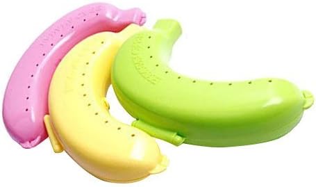 Jooks Plastic Banana Guard Holder Carrier Banana Plastic Bag Lunchbox Protector Anti Bruising Case for Camping Work School Use Pink