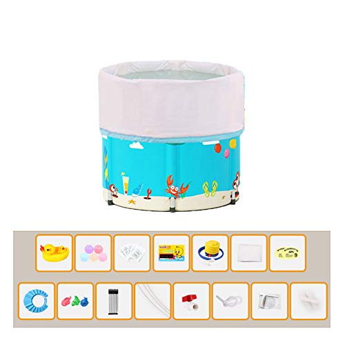 Preisvergleich Produktbild Baby Badewanne Faltbare Schwimmbad Bathtub Kinder Antirutsch Barrel Infant Bucket Multifunktions Portable Platzsparend Einstellbar Einfach Zu Installierende Komfortabel,Sky-blue,Add-cotton-80X85CM