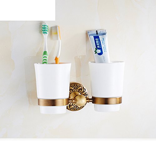 Preisvergleich Produktbild Antik Kupfer-Becher Europapokal der Landesmeister Zahnbürste set Keramik-Becher Badezimmerzahnstangen Doppel - Cup.-C
