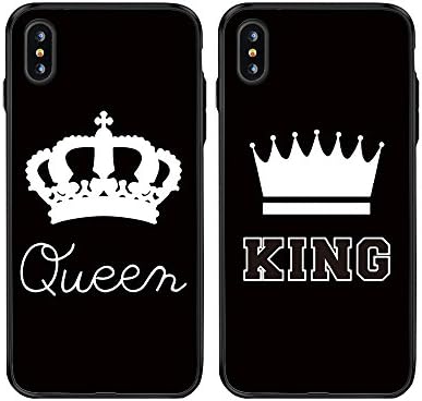 iPhone X Case-TTOTT 2016 New Fashion 2X BFF Cases Floral Unique King and Queen Crown Couple Best Friend Couple Cases Ultra-Slim Soft Silicone Case Bumper Cover Case for iPhone X 5.8"