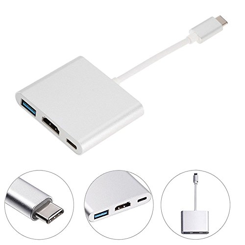 USB-C Hub with Power Delivery, GOXMGO Aluminum USB Type C Adapter Pass Through Charging Type C Hub with 40Gbs Thunderbolt 3, SD/TF Card Reader and 2 USB 3.0 for New 13