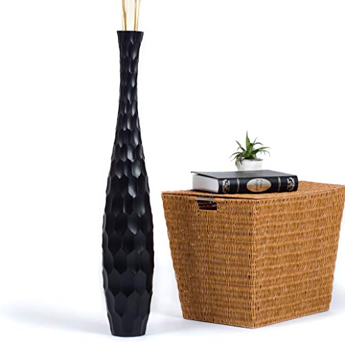 Leewadee Tall Big Floor Standing Vase For Home Decor 75 cm, Mango Wood