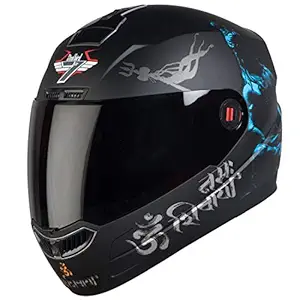 Steelbird SBA-1 Mahadev ABS Material Shell Full Face Helmet in Matt Finish Fitted with Clear Visor and Extra Smoke Visor (Large 600 mm, Matt Black/Blue)