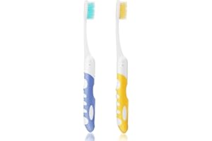 WLLHYF 2 szt. składana podróżna szczoteczka do zębów luzem przenośna szczoteczka do zębów z miękkim włosiem, miękkie, wygodne włosie, chroni dziąsła, szczoteczki do zębów dla dorosłych, dzieci, w podróży, na kemping, wędrówki, niebieski i żółty)