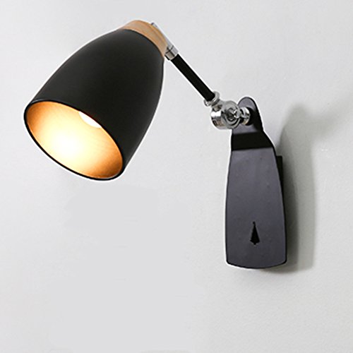 Preisvergleich Produktbild Wandleuchte Wandmontiert Wandlampe LED postmoderne Minimalistische Wandlampe Handwerk Wand Nachttischlampen Schlafzimmer Lesen Wand Lampe Arm Teleskopschalter (Farbe : Schwarz)