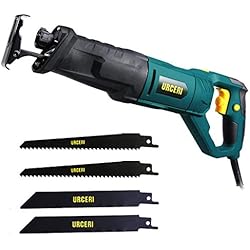 Scie Sabre 850W 2800spm URCERI Scie Alternative Scie Égoïne avec 4 Lames Poignées Orientables LED, L'interrupteur de Verrouillage de Vitesse, Scie Electrique Bois pour Bois/Métal/Plastique 115mm/20mm