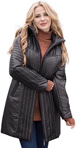 MSVASSA Women's Winter Parka Coat Padded Puffer Jacket Coat Plus Size with Faux Fur Hooded 16