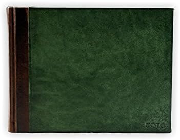 Photo Album Bound in Leather, Brown and Green, H15xL21, Split Collection, Hand Made in Italy by Legatoria Toscana, Tuscan Handcrafted
