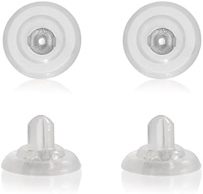 Universal EZback Earring Backs Soft Clear Silicone and 14k White Gold Large 2 Pairs