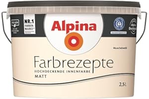 Alpina Wandfarbe, Farbrezepte 2,5 Liter Muschelweiß Matt, hochdeckende Farbe
