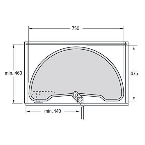 SO-TECH® Eckschrankdrehbeschlag 1/2-Kreis Drehbeschlag 900er Halbkreisboden für 90er Eckschrank - 5
